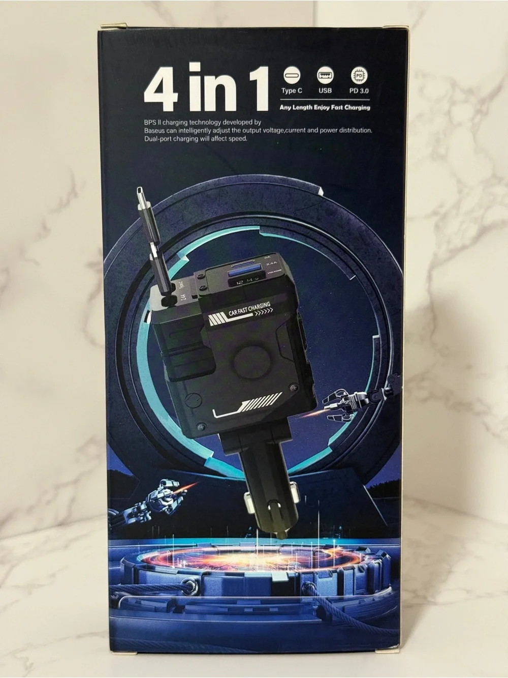 4 in 1 Multi-Function Car Charger (Black)
